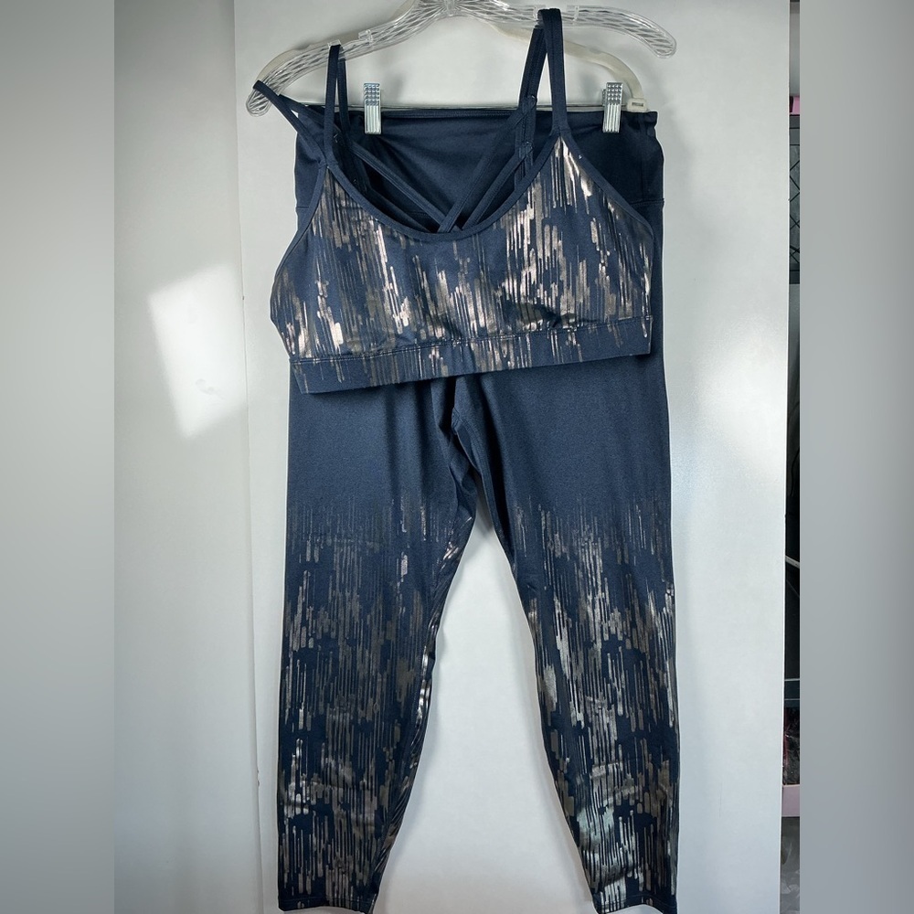 JoyLab Blue and White Patterned Leggings Set A0344 - Picture 9 of 9
